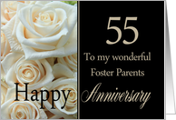 55th Anniversary card for Foster Parents - Pale pink roses card