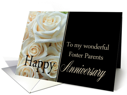 Anniversary card for Foster Parents - Pale pink roses card (1304108)