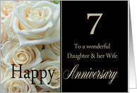 7th Anniversary card for Daughter & Wife - Pale pink roses card