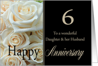 6th Anniversary card for Daughter & Husband - Pale pink roses card