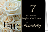 7th Anniversary card for Daughter & Husband - Pale pink roses card