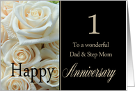 1st Anniversary card for Dad & Step Mom - Pale pink roses card