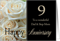 9th Anniversary card for Dad & Step Mom - Pale pink roses card