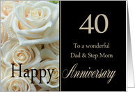 40th Anniversary card for Dad & Step Mom - Pale pink roses card