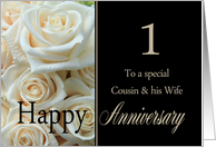 1st Anniversary card for Cousin & Wife - Pale pink roses card