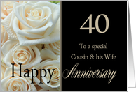 40th Anniversary card for Cousin & Wife - Pale pink roses card