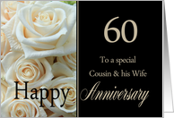 60th Anniversary card for Cousin & Wife - Pale pink roses card