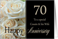 70th Anniversary card for Cousin & Wife - Pale pink roses card