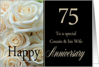 75th Anniversary card for Cousin & Wife - Pale pink roses card
