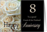 8th Anniversary card for Cousin & Husband - Pale pink roses card