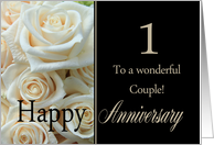 1st Anniversary card to a couple - Pale pink roses card