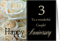 3rd Anniversary card to a couple - Pale pink roses card