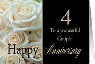 4th Anniversary card to a couple - Pale pink roses card