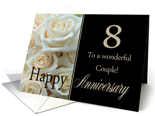 8th Anniversary card to a couple - Pale pink roses card (1306760)