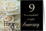 9th Anniversary card to a couple - Pale pink roses card