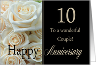 10th Anniversary card to a couple - Pale pink roses card