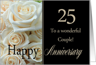 25th Anniversary card to a couple - Pale pink roses card