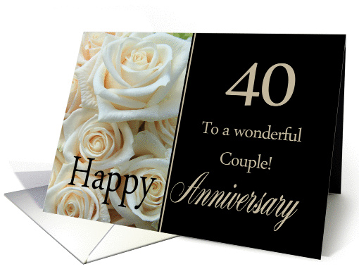 40th Anniversary card to a couple - Pale pink roses card (1307030)