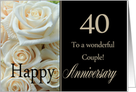 40th Anniversary card to a couple - Pale pink roses card
