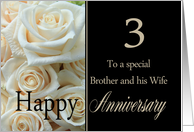 3rd Anniversary card to Brother & Wife - Pale pink roses card