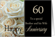 60th Anniversary card to Brother & Wife - Pale pink roses card