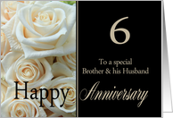 6th Anniversary card to Brother & Husband - Pale pink roses card