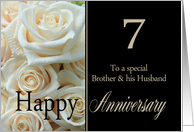 7th Anniversary card to Brother & Husband - Pale pink roses card