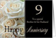 9th Anniversary card to Brother & Husband - Pale pink roses card