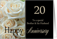 20th Anniversary card to Brother & Husband - Pale pink roses card