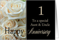 1st Anniversary card to Aunt & Uncle - Pale pink roses card