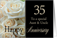 35th Anniversary card to Aunt & Uncle - Pale pink roses card