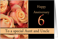 6th Anniversary, Aunt & Uncle multicolored pink roses card