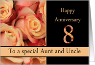 8th Anniversary, Aunt & Uncle multicolored pink roses card