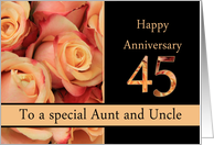 45th Anniversary, Aunt & Uncle multicolored pink roses card