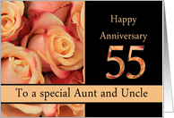 55th Anniversary, Aunt & Uncle multicolored pink roses card