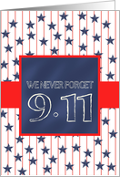 Patriot Day -9.11 we never forget - blue chalkboard stars and stripes card