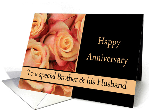Anniversary, Brother & Husband multicolored pink roses card (1309252)