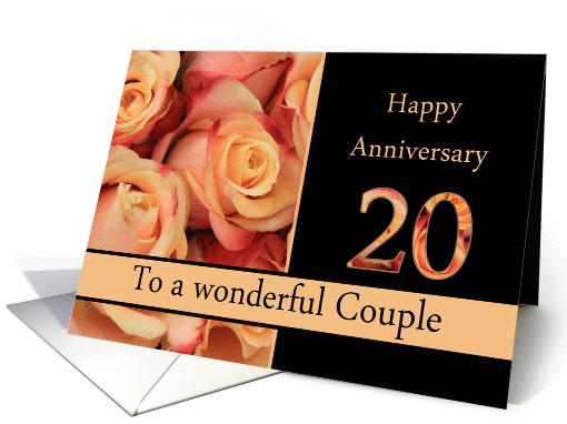 20th Anniversary to couple - multicolored pink roses card (1310300)