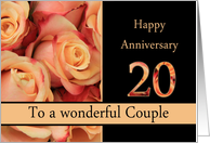 20th Anniversary to couple - multicolored pink roses card