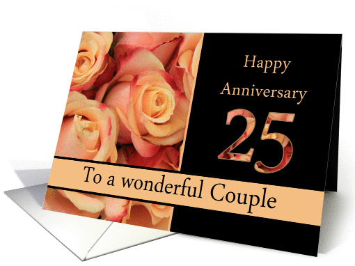 25th Anniversary to couple - multicolored pink roses card (1310310)