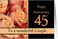 45th Anniversary to couple - multicolored pink roses card