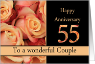 55th Anniversary to couple - multicolored pink roses card
