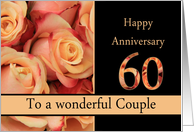 60th Anniversary to couple - multicolored pink roses card