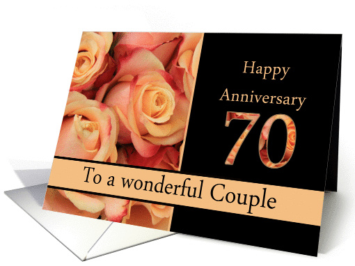 70th Anniversary to couple - multicolored pink roses card (1310604)