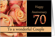 70th Anniversary to couple - multicolored pink roses card