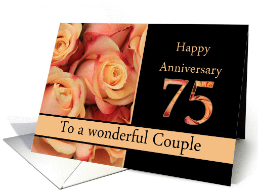 75th Anniversary to couple - multicolored pink roses card (1310608)