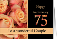 75th Anniversary to couple - multicolored pink roses card