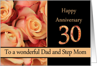 30th Anniversary to Dad & Step Mom - multicolored pink roses card