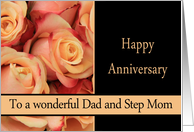 Anniversary to Dad & Step Mom - multicolored pink roses card