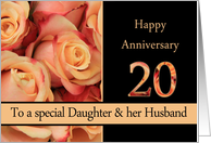 20th Anniversary to Daughter & Husband - multicolored pink roses card